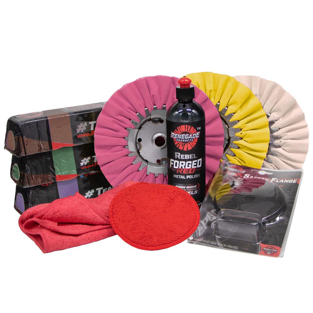 Renegade Products Stainless Polishing Mini Kit Complete with Buffing  Wheels, Buffing Compounds, Microfibers & Rebel Red Liquid Hand Polish